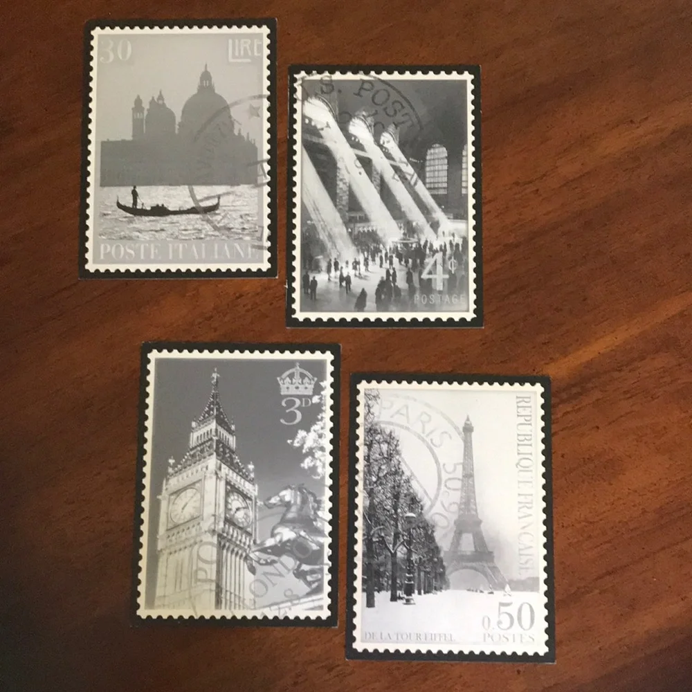 IKEA Vintage Collection Black & White Sepia Travel Stamps Prints